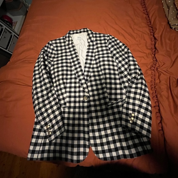 Buy 2 get one free✨ Wool-blend one-button blazer in buffalo check - Picture 3 of 8